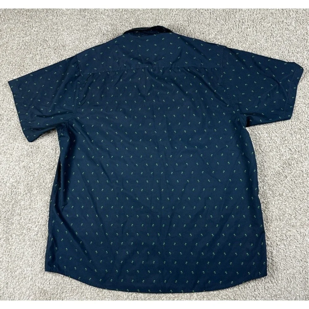 Dixxon Flannel Co Shirt Mens 2XL Blue Short Sleeve Palm Tree Lightweight Stretch - Picture 9 of 10